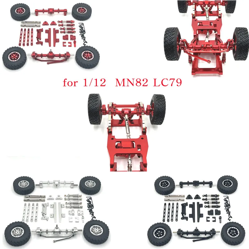 Kit ammortizzatore per pneumatici con morsetto per ponte per porta di aggiornamento in metallo adatto per modello MN 1/12 MN82 LC79 RC Car muslimah