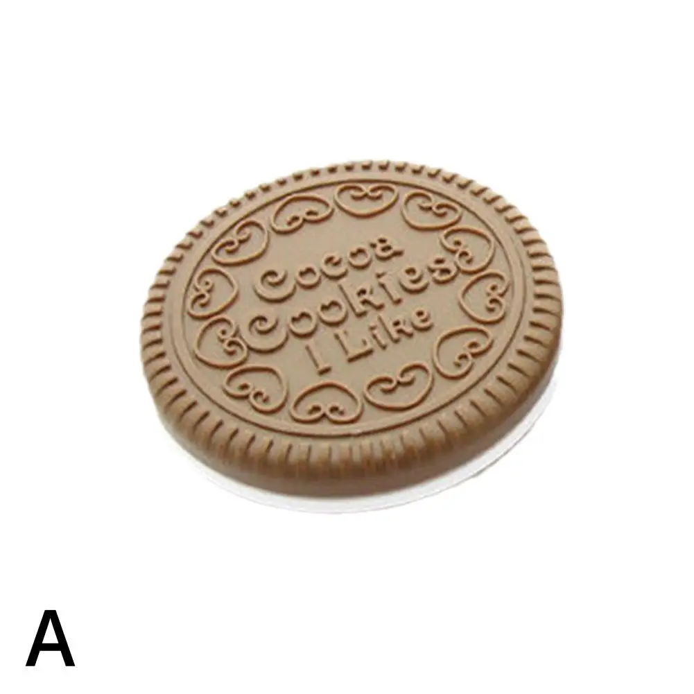 Promotion 1pcs New arrival ght Brown Cute Cookie Shaped Design Mirror Makeup Chocolate Comb images - 6