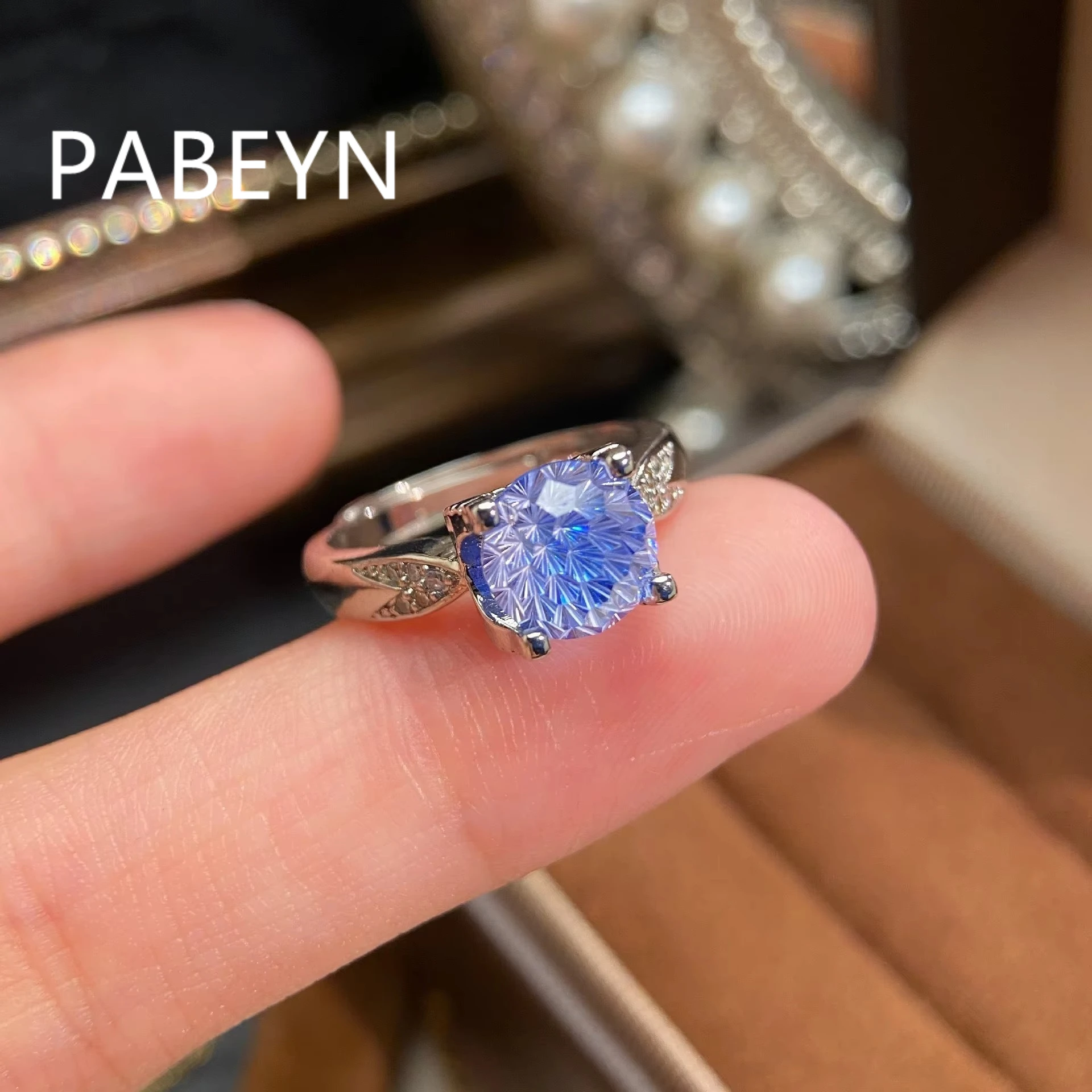 925 Sterling Silver Fashion Shine Paraiba Dahlia Cut Zircon Ring Ladies Jewelry Birthday Party Anniversary Gift
