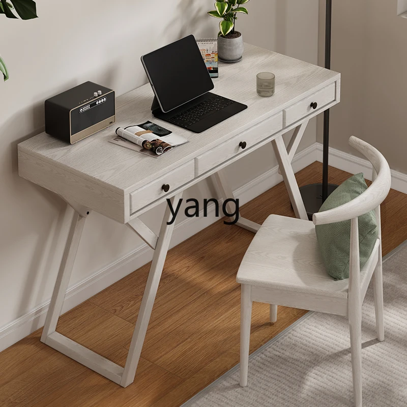 LH children's desk small apartment household bedroom computer desk white simple solid wood desk