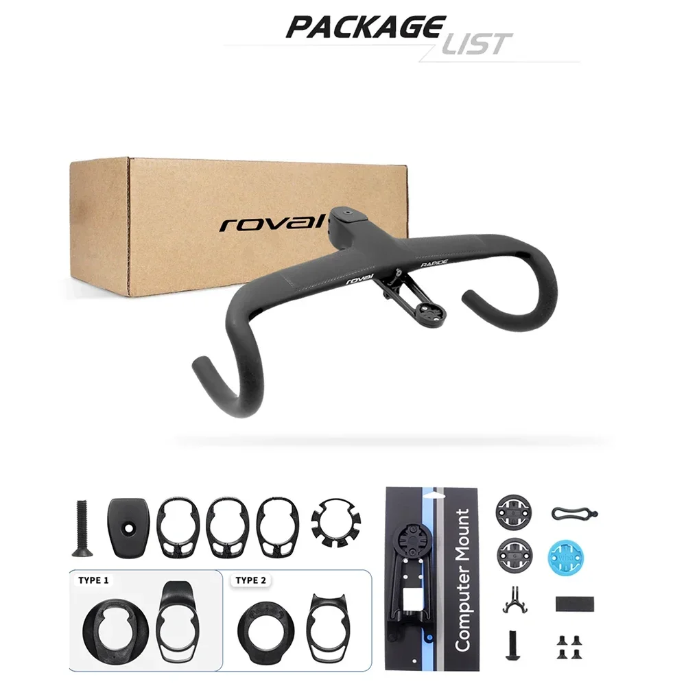 

ROVA Carbon Cockpit Full Internal cable Bike Cockpit Road Bicycle Handlebar Di2 Integrated Handlebar 360mm Cockpit With Mount