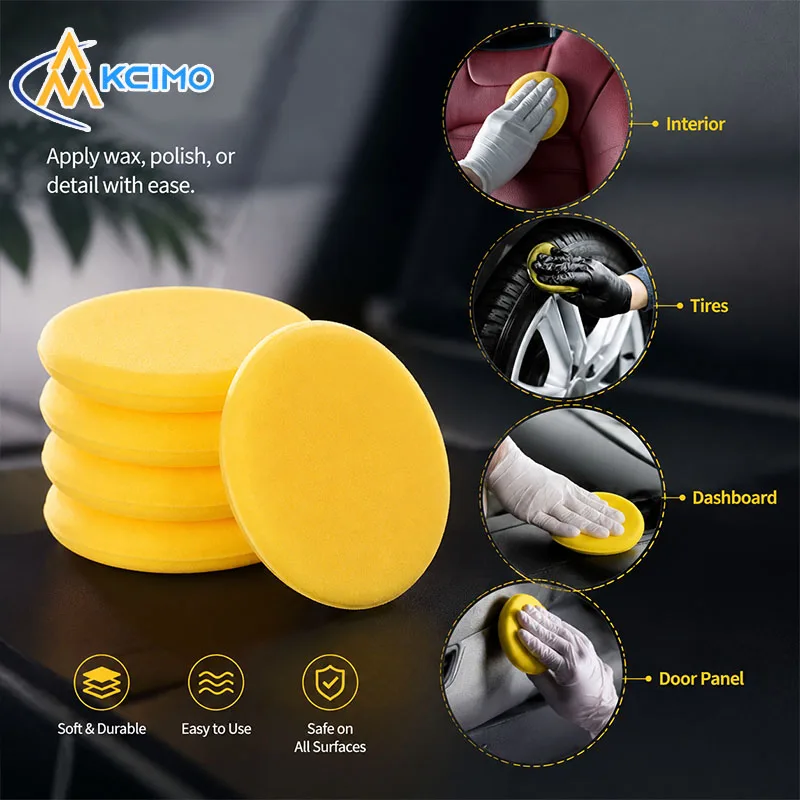 12 PCS Car Waxing Sponge Soft Scratch Free Reusable Car Polishing Foam Pads for Auto Wax Application Cleaning