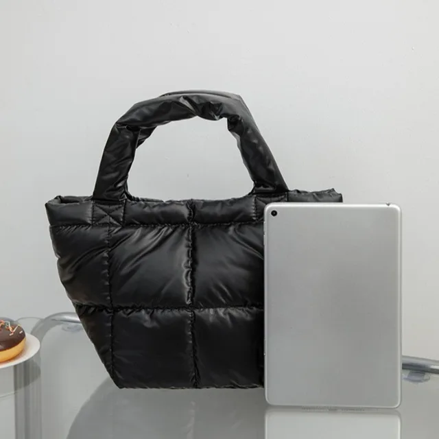 Zimowa puchowa torba na ramię dla kobiet Puffer Handbag Trendy Chic Puffy Top Handle Bag Quilted Padded Shoulder Designer Shopper Bag