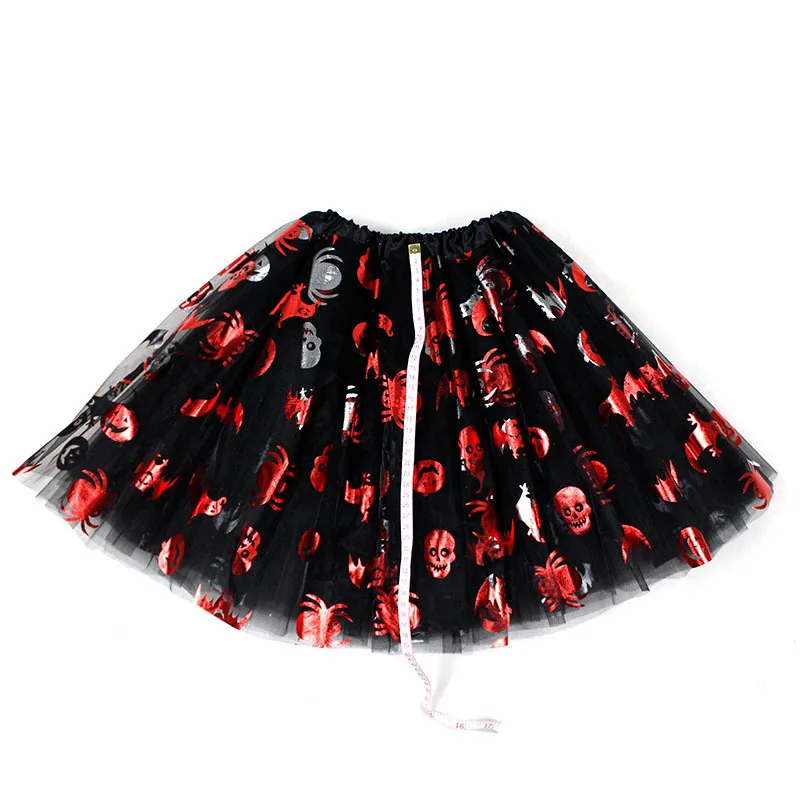 Halloween adult skirt tutu skirt princess three-layer mesh half skirt skull pumpkin skirt big skirt