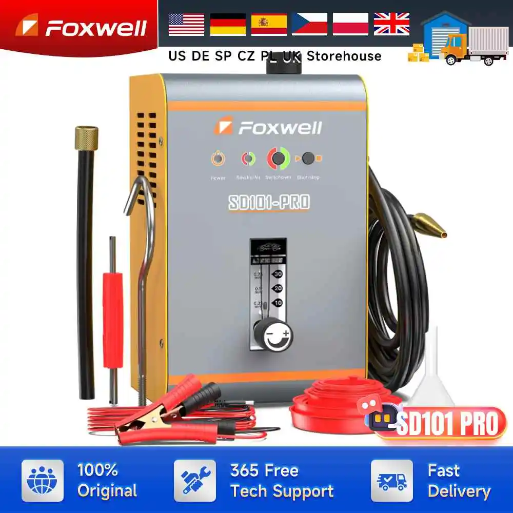 FOXWELL SD101 PRO EVAP Smoke Leak Detector Automotive Built-in Air Pump Car Smoke Generator Leakage Locator Diagnostic Tool Test