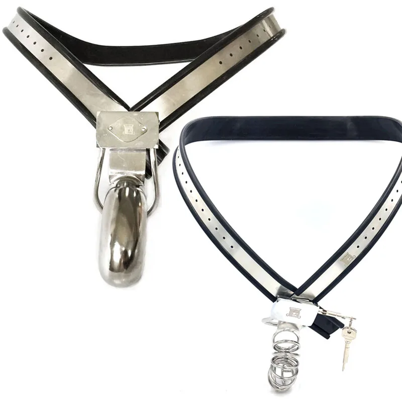 Male Chastity Belt Pants Cock Cage Cbt BDSM Bondage Stainless Steel Metal Chastity Device Lock Adult Sex Toys For Men Underwear