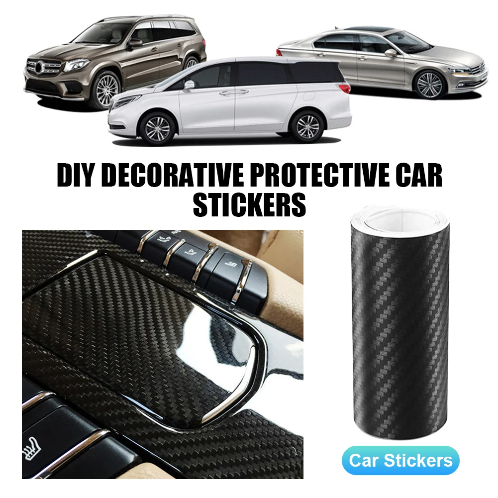 3D Carbon Fiber Matte Car Sticker DIY Paste Protector Strip Car Threshold Door Edge Anti Scratch Tape Waterproof Protection Film