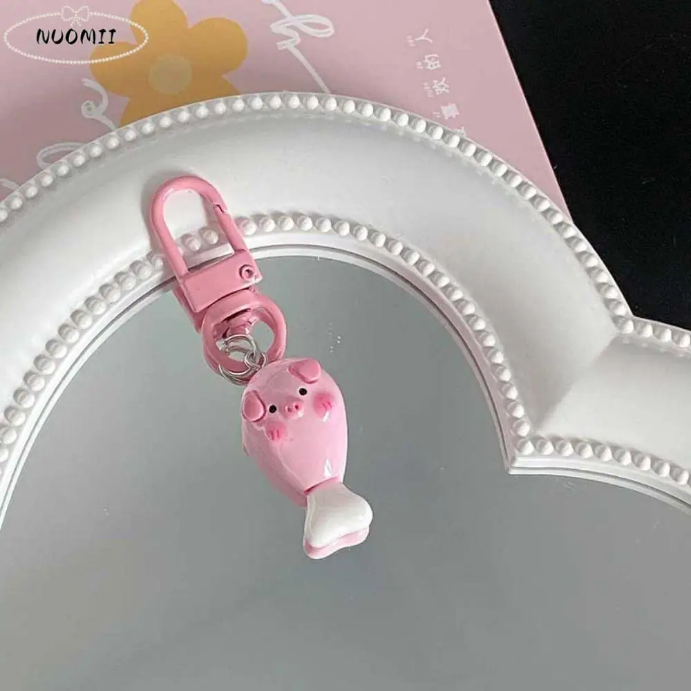LLavero de Metal de cerdo rosa Gourmet creativo, cerdo rosa, pequeño hamburguesa, cerdo, llavero de Animal, llavero de comida de cerdo elegante de resina para niños