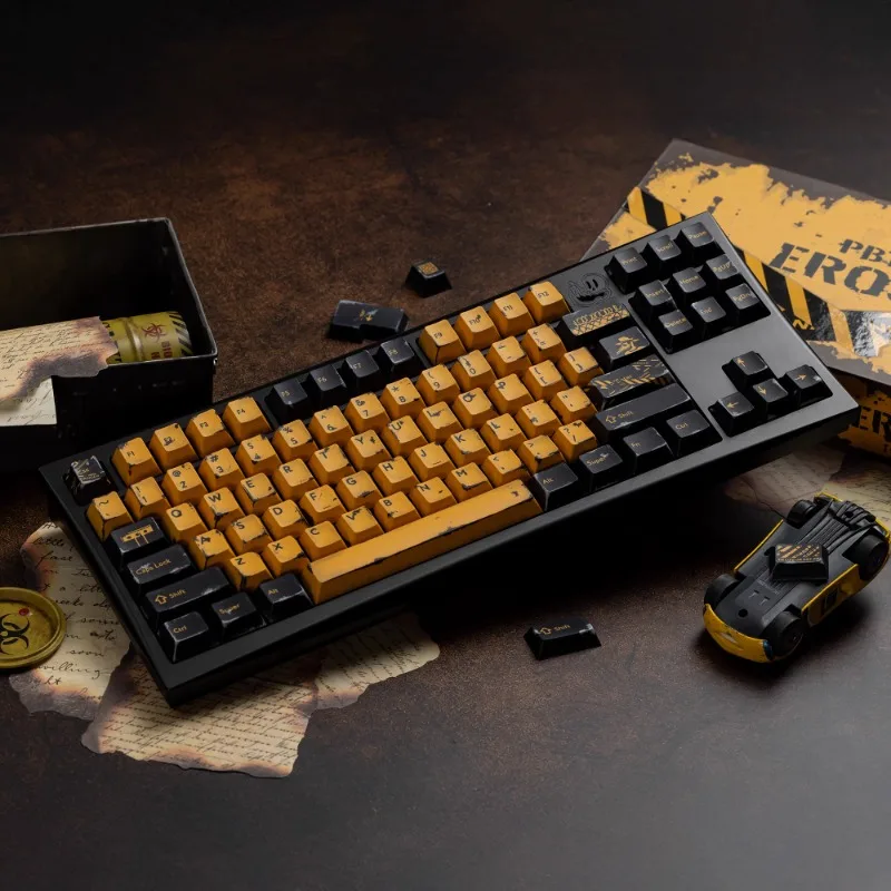 Battle Damage Theme Keycaps TUTKEYS & PBTfans Erosion Dye-Sub PBT Cherry Profile Rusted Key Caps Mechanical Keyboard Accessories
