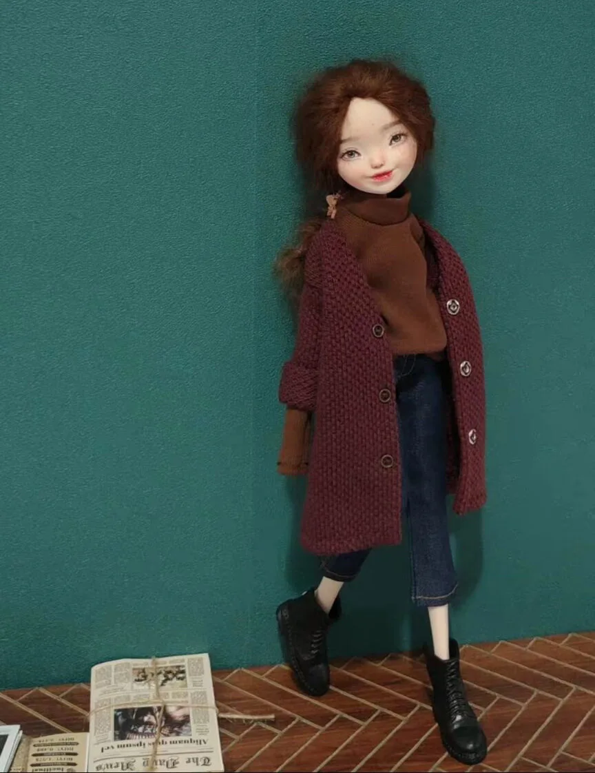 3pcs Leisure style clothes blythe doll outfit  Cardigan jacket/undershirts/trousers 1/6 30cm(Fit for Pullip,Ob22/24/26, Licca)