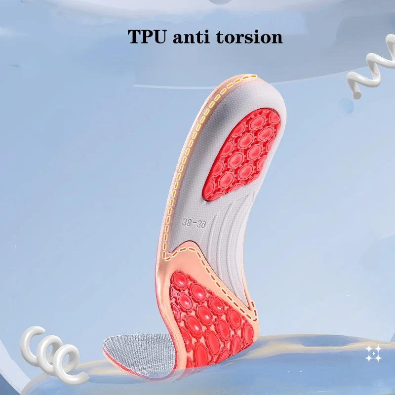 Anti-roll Sports Insoles TPU Arch Protection Shock-absorbing Special Basketball Running Insoles For Men