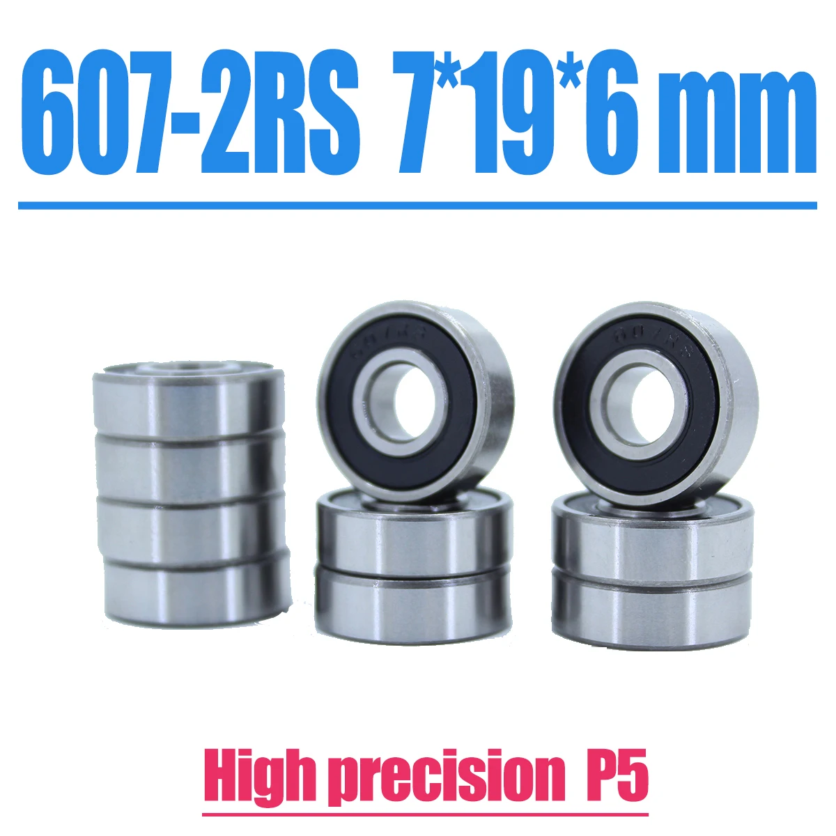 

10PC 607-2RS Bearing 7*19*6 mm Rubber Sealed Miniature Mini Ball Bearing ABEC-5 607 RS Chrome Steel Bearings 607RS