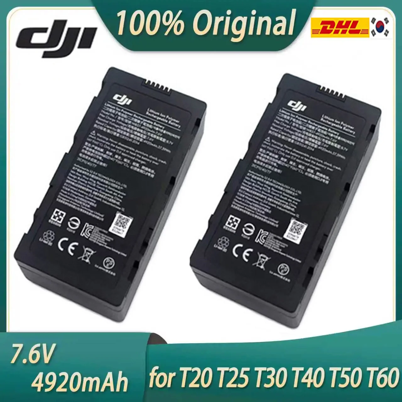 

100%Original 7.6V 4920mAh for DJI WB37 Phantom 4 RTK MG-1P M210 M600 FPV T16 T20 T25P T30 T40 T50 T60 Remote Control Battery