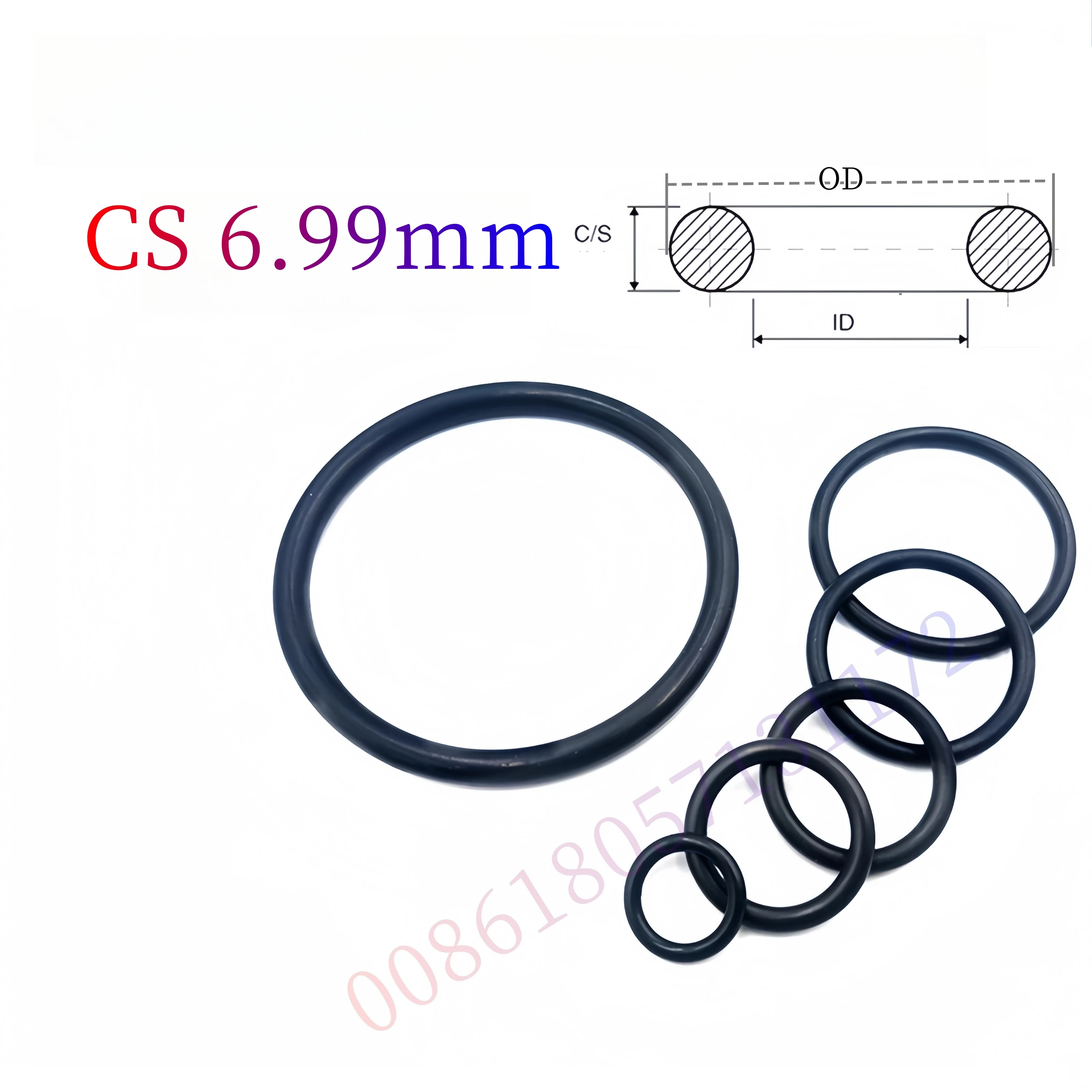 Custom EPDM 70 O-Rings, 6.99mm Cross-Section, Gasket Cushion, Weather, Ozone, UV, Chemical, Acid & Alkali Resistant, Black