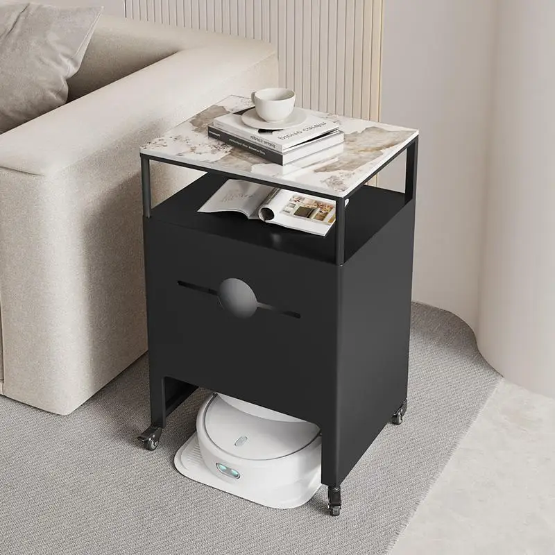 Movable sweeping robot Bedside table with Universal wheel shelf fish tank rack shelter cabinet Metal cabinet body