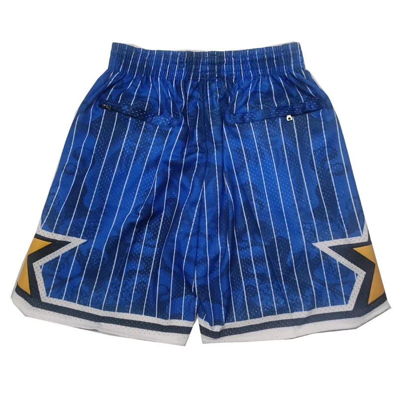 Basketball shorts Orlando flower Four pockets Sewing embroidery Outdoor sports Beach pants high quality Blue 2024