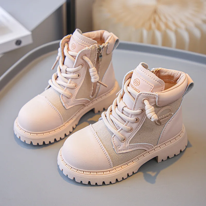 Children's Yellow Boots New 2023 Girls Boy Shows Short Boots Kid's British Fashion Boots Students Pink Flats