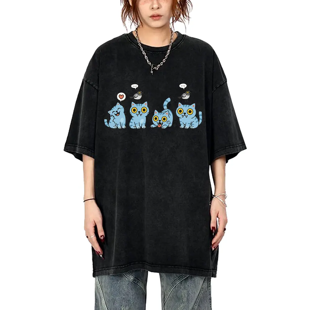 

Washed Vintage Movie KPop Demon Hunters T-shirt Cute Derpy Tiger Graphic Tshirt Men Women Clothing Casual Cotton T Shirts Tops