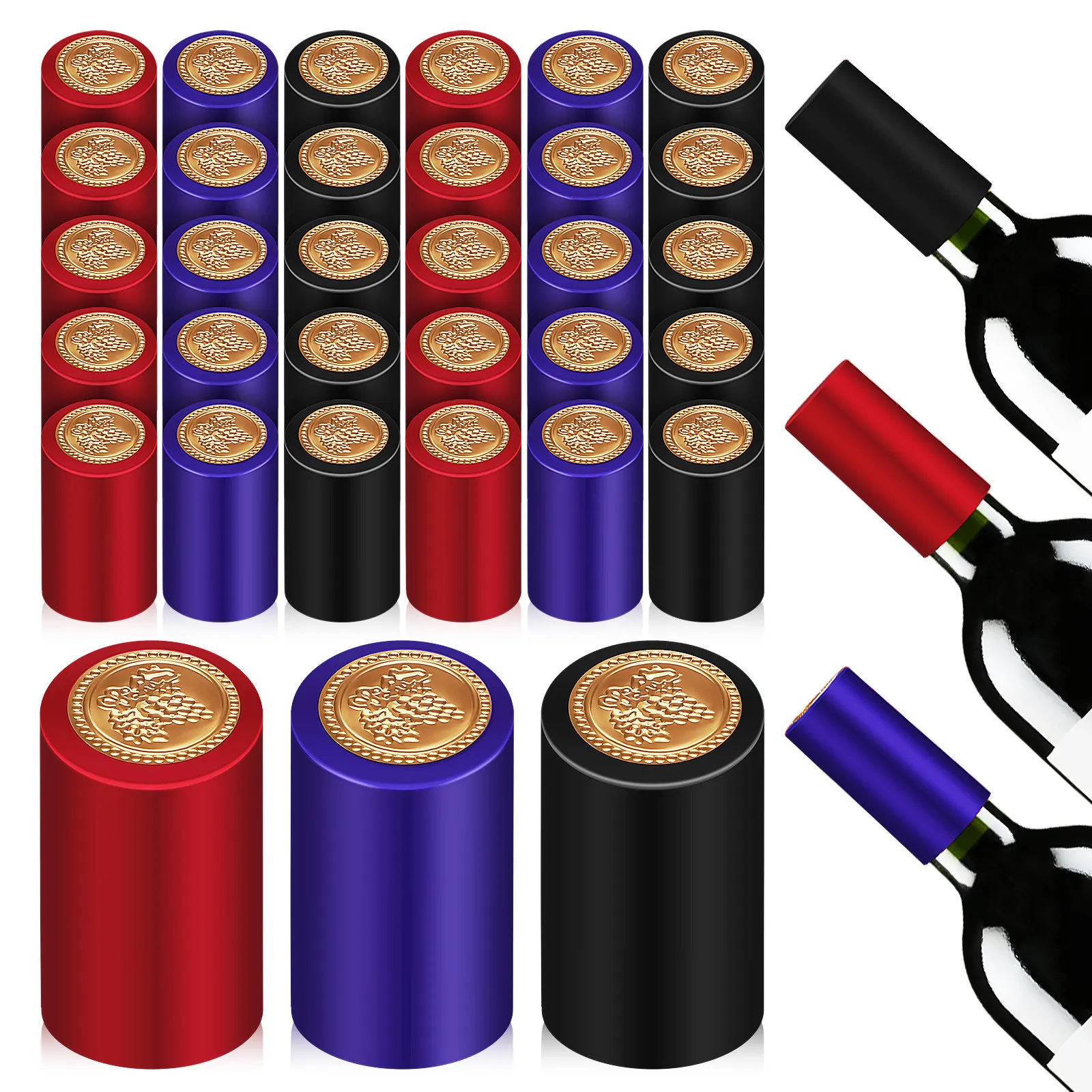 150Pcs Heat Shrink Wine Bottle Caps Polished Elegant Wine Bottle Sealer Prevents Oxidation Freshness Retention Bulk Supply