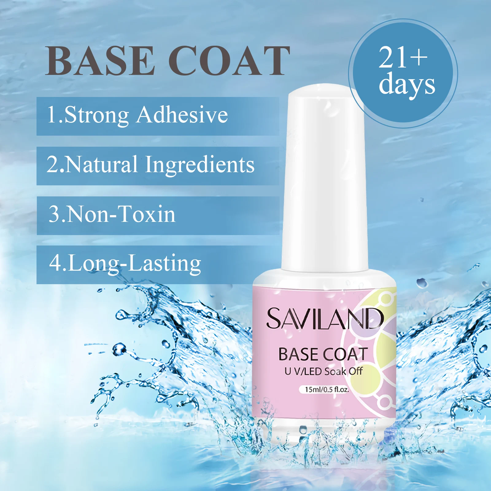 SAVILAND لا يمسح هلام قاعدة معطف فوقي مجموعة 15 مللي x2 سعة كبيرة نقع قبالة واضح هلام البولندية لصالون الأظافر المنزل DIY بها بنفسك المبتدئين #3