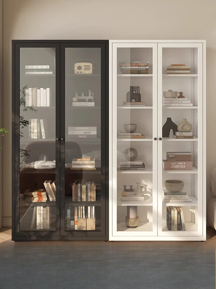 

Bookcase living room 2025 new locker glass door display case modern simple wrought iron bookshelf figure display case