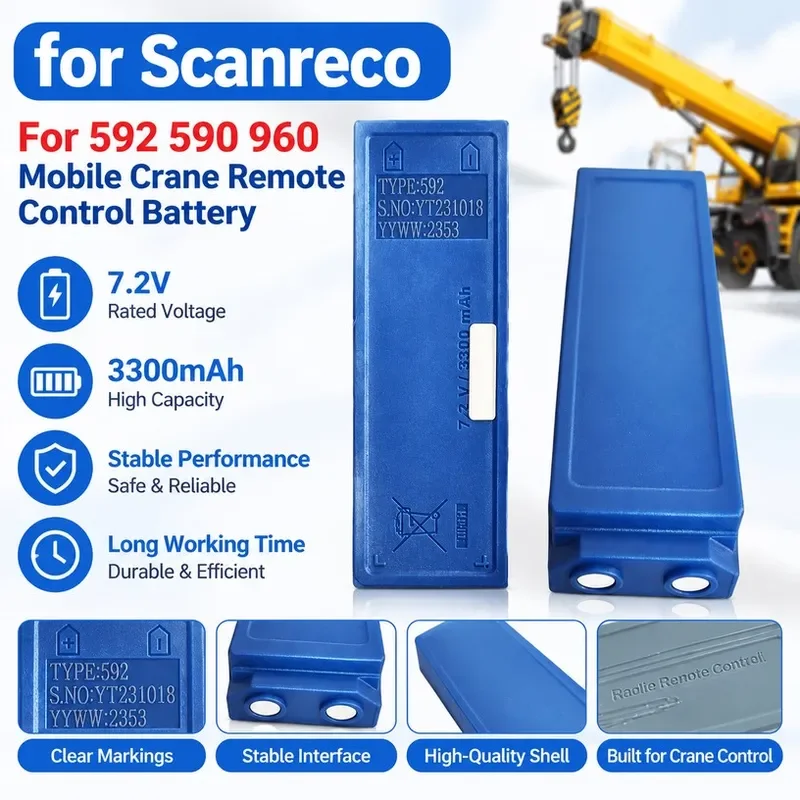 7.2V 3300mAh TYPE 592 590 960 New Replaceable Battery for Scanreco XCMG Crane Remote Control Battery