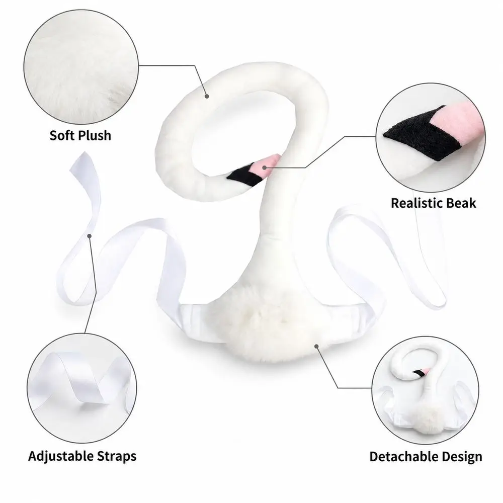 Plush Plush Swan Costume Swan Shaped Detachable Wearable Swan Doll Soft Padded Structure Adjustable Ribbon Straps