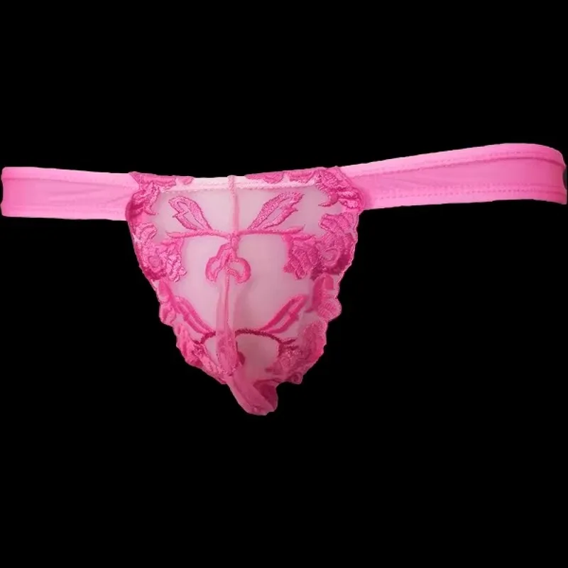 

Lace Mens Sexy Underwear Transparent Convex Pouch Briefs Ice Silk Breathable Man Underpants Comfortable Tight-fitting Low Waist