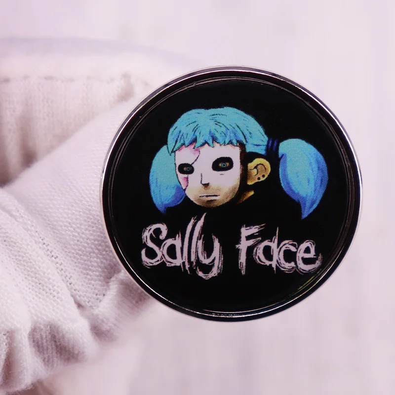 High Quality Horror Game  Enamel Pin Indie Adventure Game Sally Face Badge Women\'s Brooch Lapel Pin Halloween Clothes Accessorie