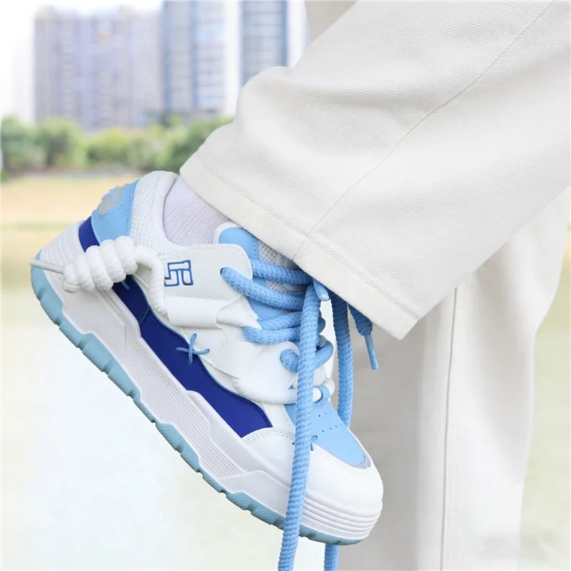 

Casual Flat Heel Mixed Color Unisex Shoes Fashion Large Size All Match Trainers Tennis Women Runway Sneakers Increase Sport Shoe
