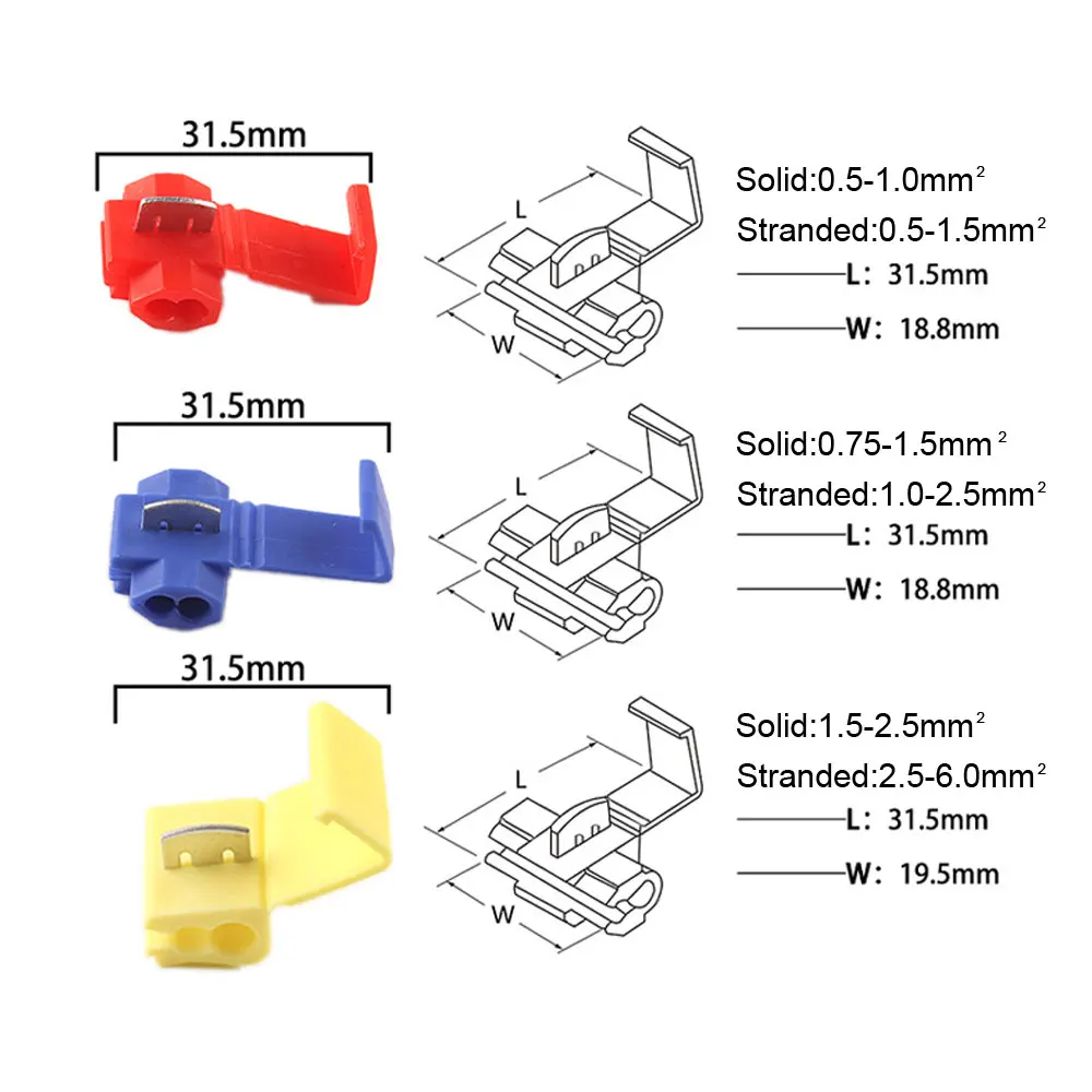 10x Car Auto Wire Cable Connectors Scotch Lock Electric Splice Terminals Crimp Non Destructive Without Breaking Line AWG 22-18