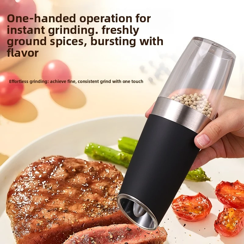 

Multifunctional kitchen pepper grinder, stainless steel gravity-sensing grinding bottle, chili and pepper grinder