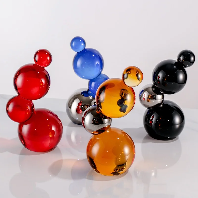 A1 Geometric Colored Glass Spheres Spliced Crystal Ball Crystal Bubble Decorative Figurines Home Decoration Accessories