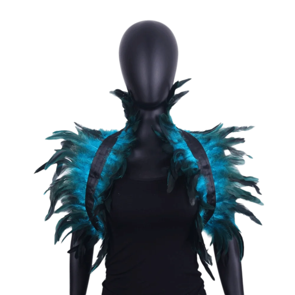 

Costume Luxury Feather Shawl Halloween Retro Adjustable Feather Shrug Shawl Gothic Punk Shoulder Fake Collar Women