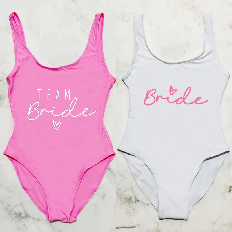 S-3XL Team Bride One-Piece Swimsuit Women Swimwear Bachelorette Party Sexy Summer Beachwear Bathing Suit maillot de bain femme