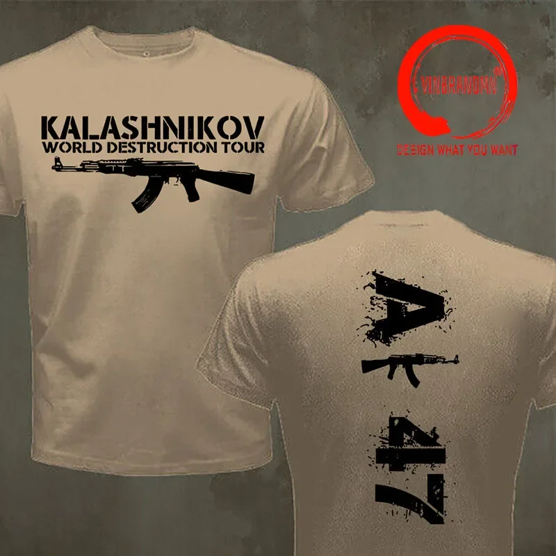 Man T-shirt Cotton Tee Shirt Brand Tops AK-47 KALASH Kalashnikov Cool Weapon T-shirt Black Man Summer T Shirt 4XL 5XL 6XL tshirt