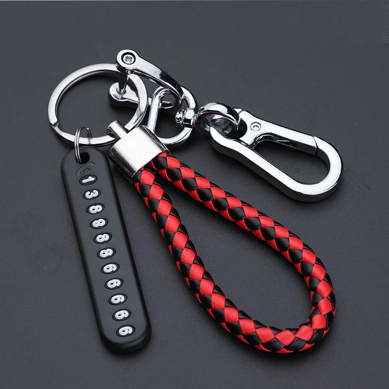 Keys Anti-Lost Phone Number Card Lobster Clasp Keychain Braided rope Key Pendant Key Rings Keyring for Auto Home Keys Chains