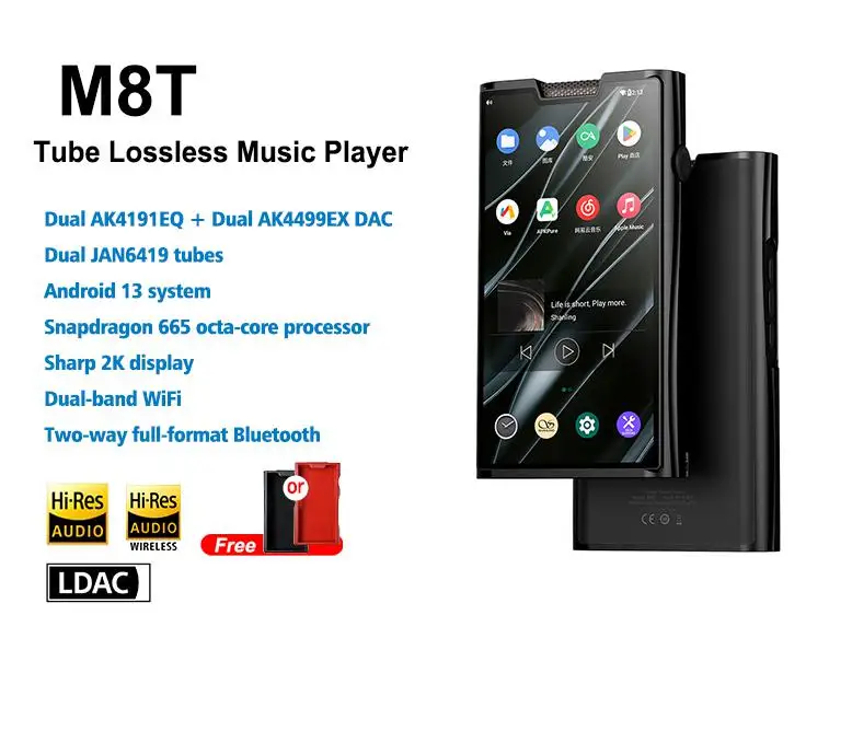 SHANLING M8T Tube Portable HIFI Music Player Android High-Resolution MP3 Bluetooth Walkman 2* 4191EQ 2* 4499EXDAC chips