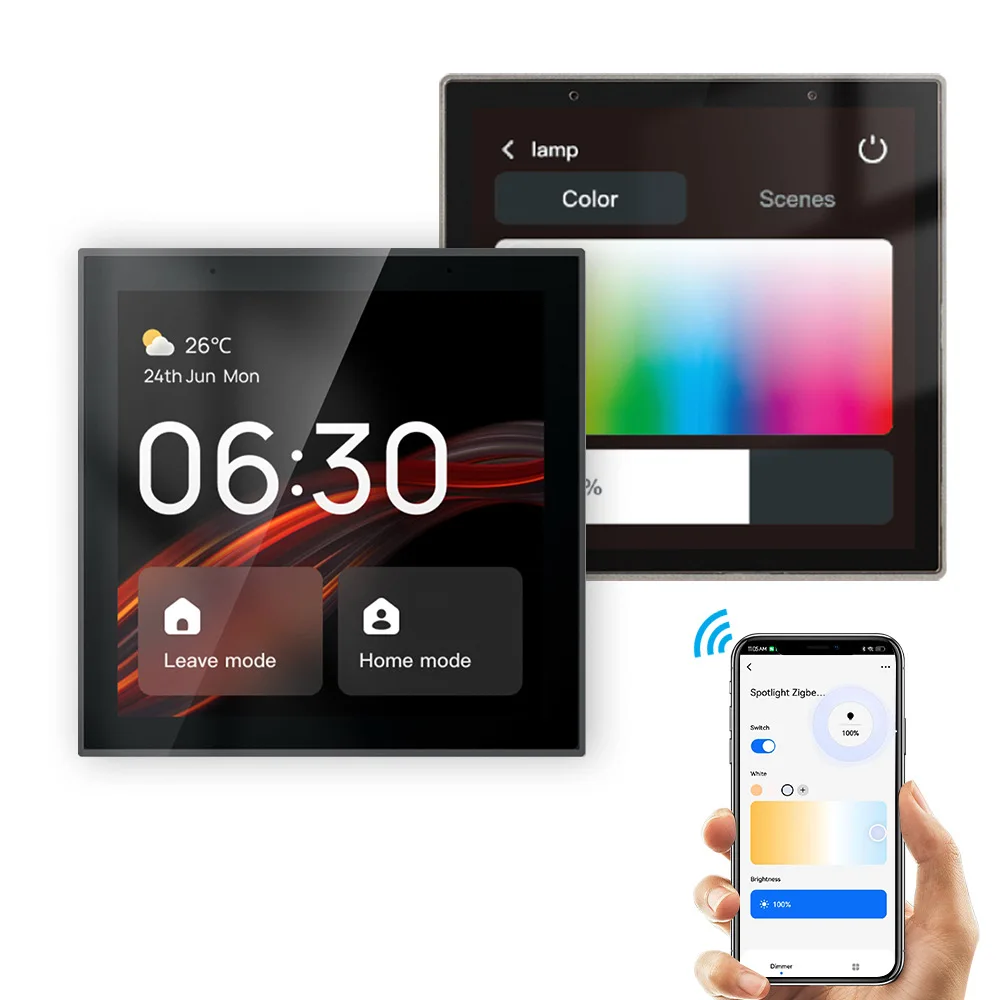 4 Inche Tuya Wifi Screen Touch Center Control Panel Bulid in Alexa Voice Control & ZigBee Gateway Remote Control for Smart Scene