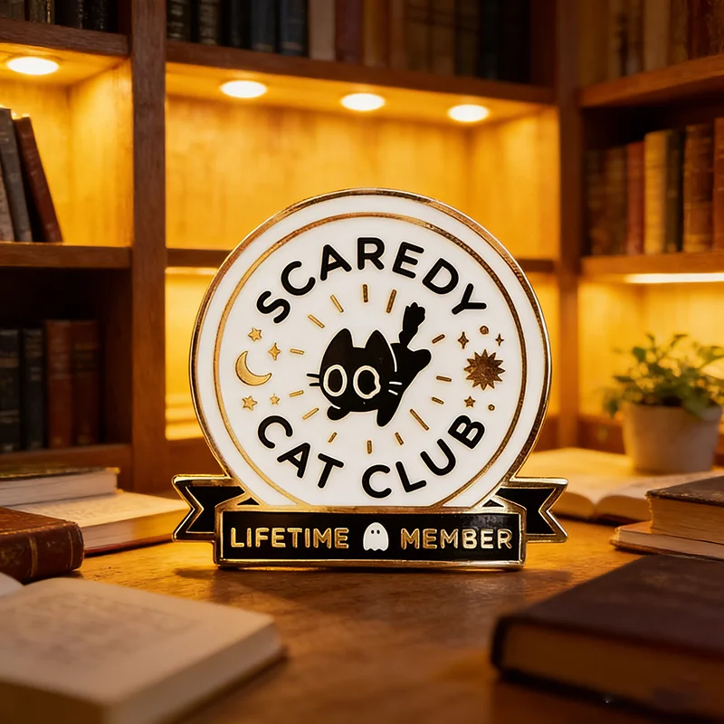 Kawaii Boba Cat Scaredy Cat Enamel Pin…