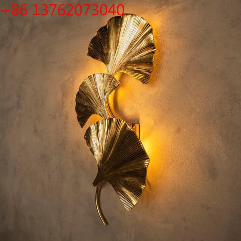 Applique murale design ginkgo biloba créative de luxe américain léger