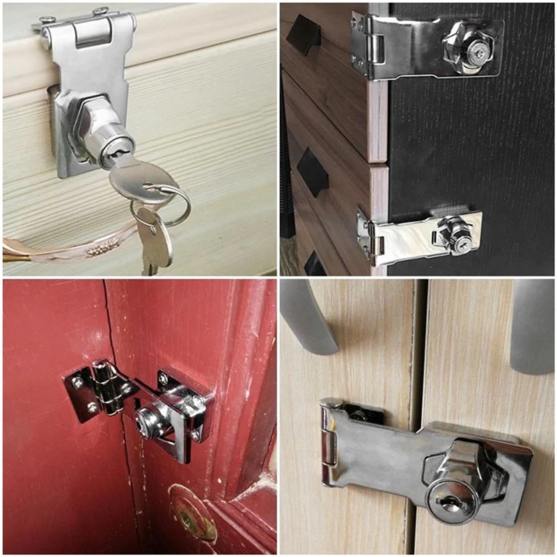 AB47-4 Pcs Keyed Hasp Locks 2.5 Inch Twist Knob Keyed Locking Hasp, Metal Safety Hasp Latches Keyed Different