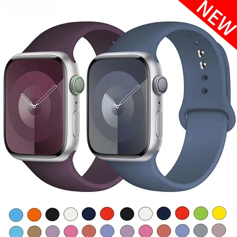 Silicone Band For Apple Watch strap 44mm 45mm 40mm 41mm 42-38mm 45 mm sport bracelet iwatch series 8 7 6 5 4 3 SE 9 Ultra 2 49mm