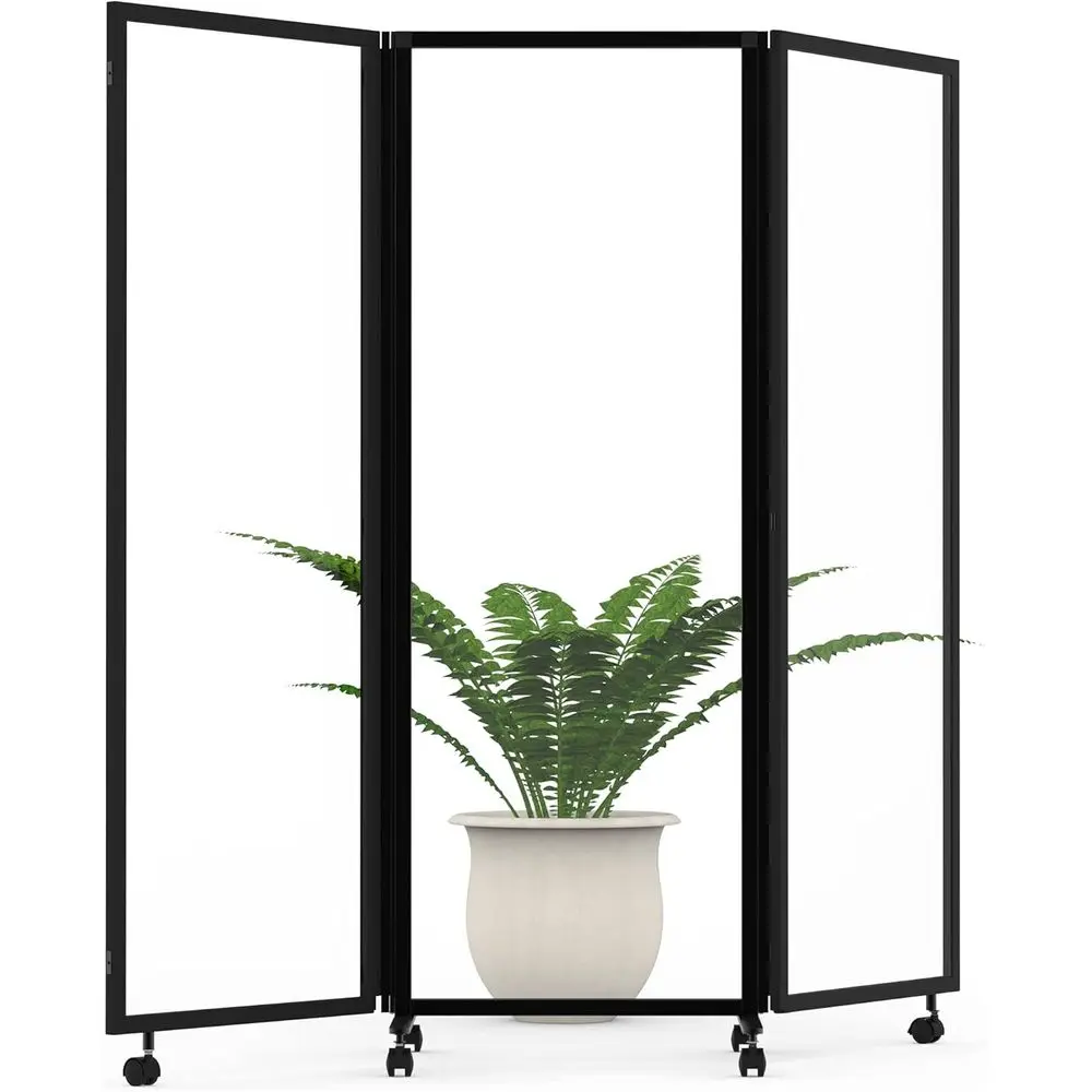 

3-панельный прозрачный акриловый складной экран ReFocus, 71 x 65, разделитель конфиденциальности для стоячих столов