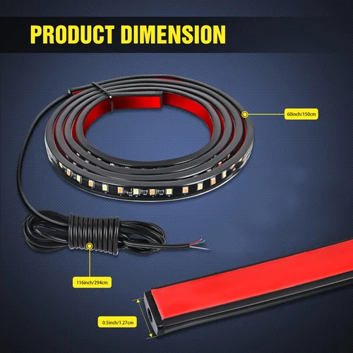 Imagen 2 del producto Luces LED para tablero de correr de camión, marcador lateral de bienvenida, barra de luz de señal de giro ámbar Flexible para camioneta, coche, 12V, 2 piezas