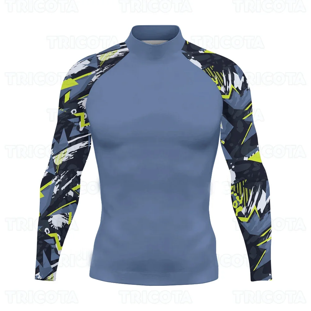 Men Wetsuits Swimming Beach UV Protection Swimwear Rash Guards Long Sleeve Shirts Surfing Diving Swimsuit