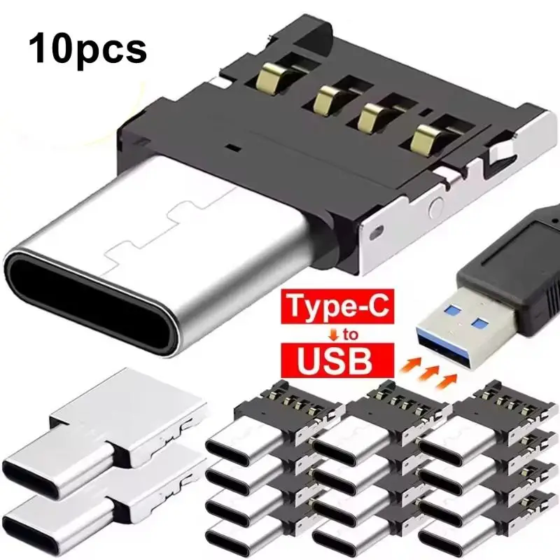 10PCS Universal Type-C Micro USB To USB 2.0 OTG Adapter Connector For Cell Smartphone USB2.0 Type C Micro USB OTG Cable Adapter