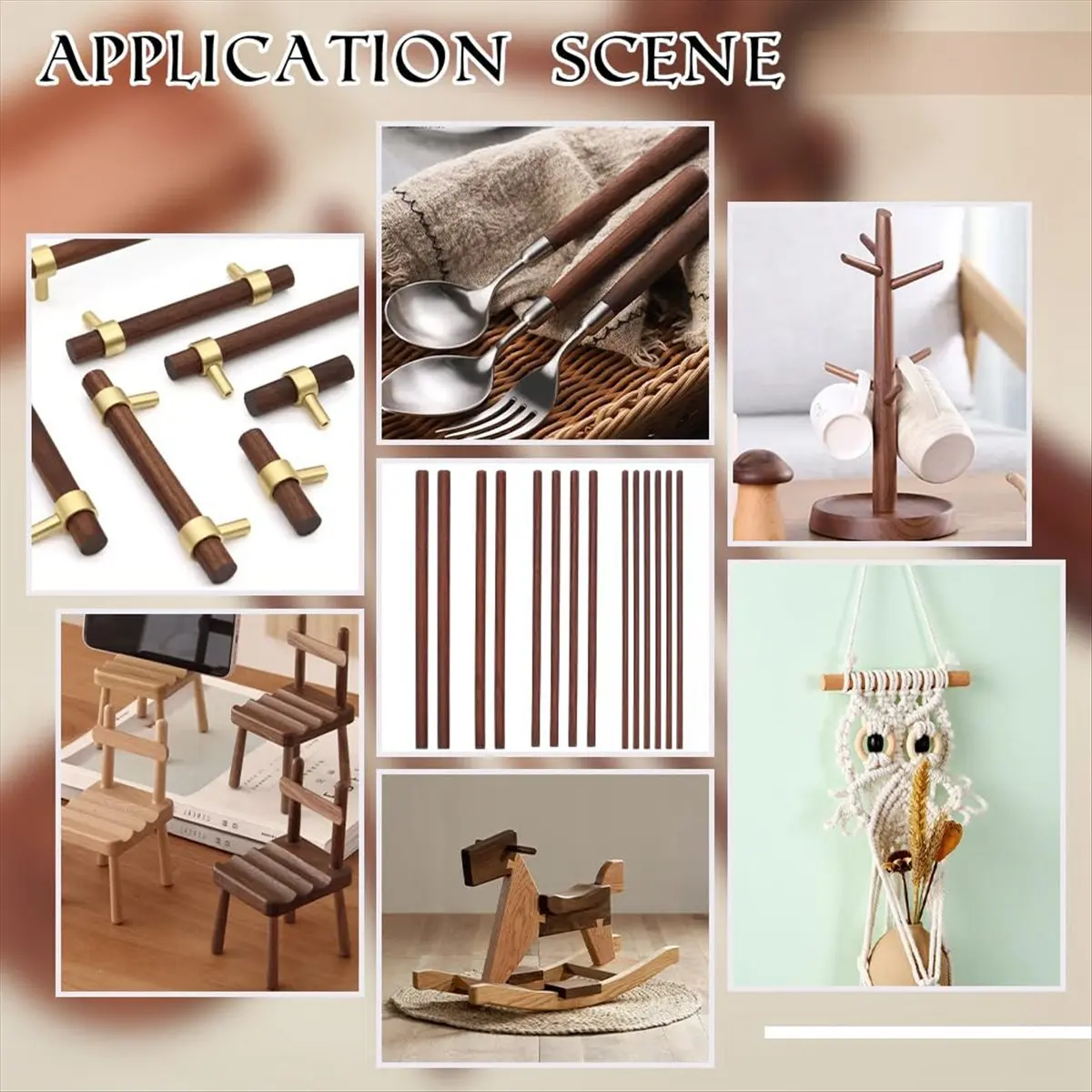 BHBL 18 قطعة 4 حجم الجوز وتد قضبان 11.8 بوصة طويلة وتد قضبان الخشب العصي 6/8/10/12 مللي متر ضياء غير مكتملة العصي المستديرة