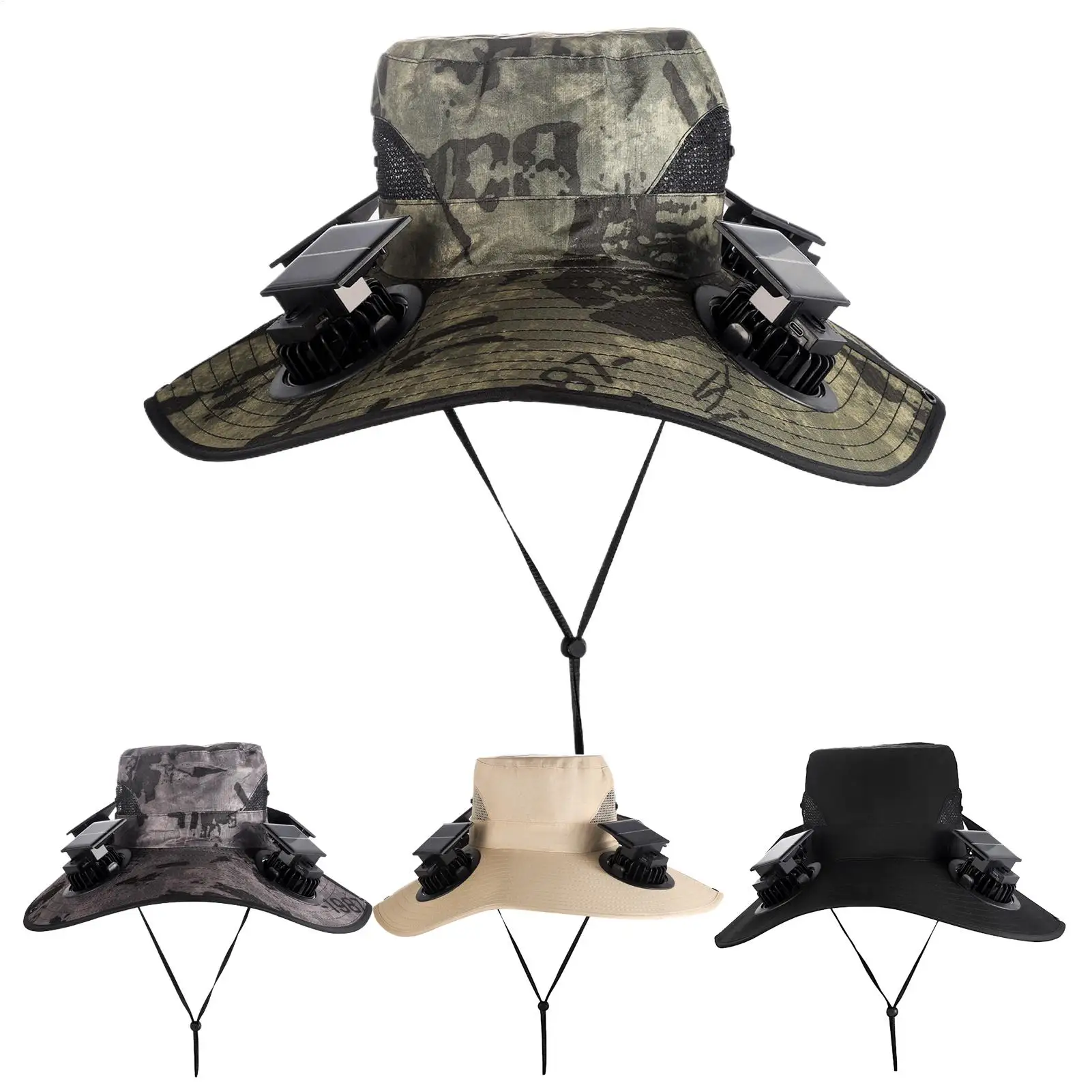 Large Size Quick Dry Bucket Hat With Solar Powered Fan USB Charging Sun Hat For Men Outdoor Hiking Camping Fishing Cooling Wear