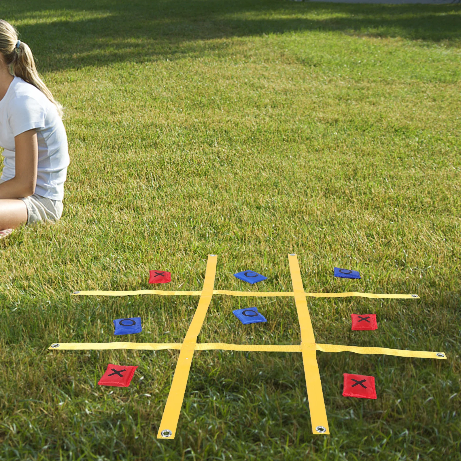 

1Set Giant Strap Tictactoe Game for Lawn Garden Easy Setup Portable Outdoor Family Activity Yard Patio Entertainment